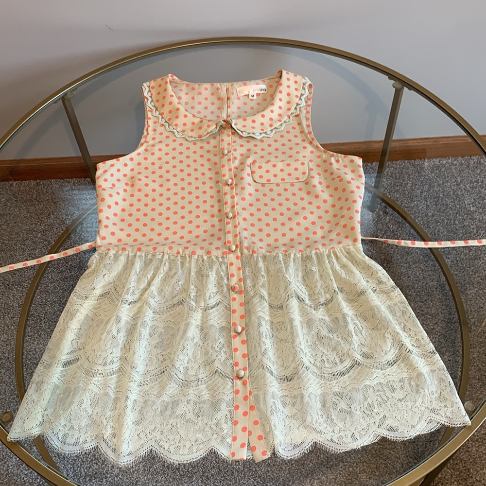 Aniina Sleeveless Polka Top with Peter Pan collar Size M - Picture 13 of 16